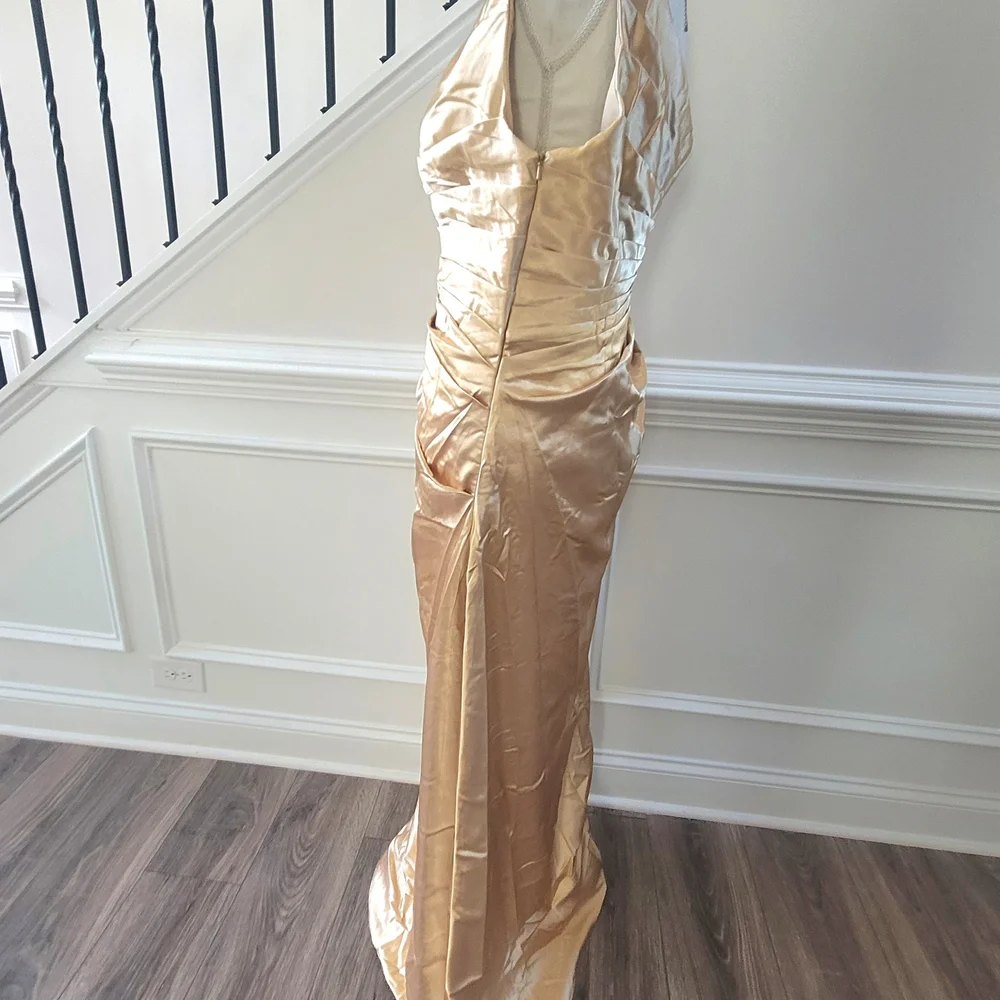 JJs House Champagne (Gold) Satin Wedding/Special Occasions Formal Gown SZ-16 - Picture 13 of 16